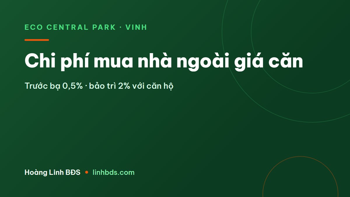 Chi phí mua nhà Ecopark Vinh: ngoài giá căn phải chuẩn bị gì