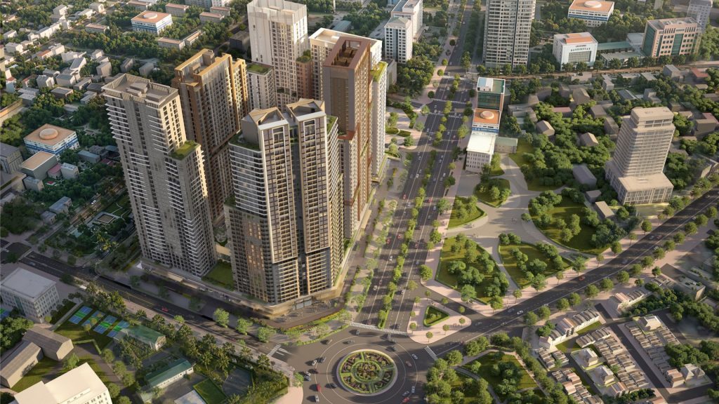 Phối cảnh 5 tòa tháp Sun Trường Vinh tại bùng binh Hải Quan